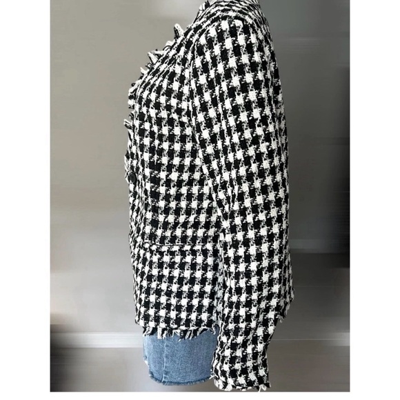 ALANIA black and white shimmer houndstooth blazer M L - Picture 5 of 9